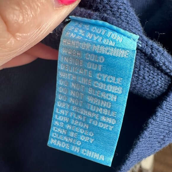 J. Mclaughlin Prima Jacquard Jacket Sweater Size Medium Navy Blue Gold Buttons - Picture 5 of 6